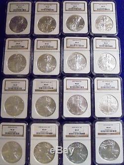 #1 ASE MS 69 NGC Graded Collection of 50 Coins American Silver Eagles Rare Find