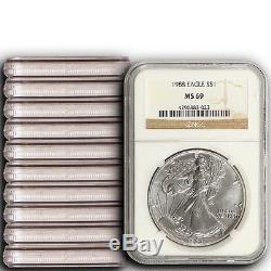 10 Coins 1988 American Silver Eagle NGC MS69 1 oz One Dollar