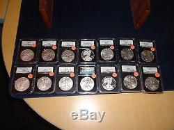 14 Coin Lot American Silver Eagle $1 Ngc Ms 70 Pf 70 Cameo 2008-2016 Us Dollar
