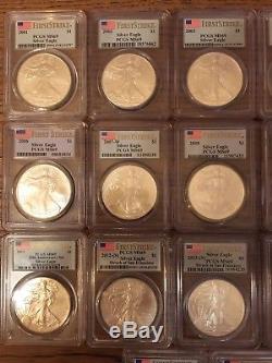 17-COIN Collection 2001-2017 American Silver Eagles PCGS MS69 FIRST STRIKE FS