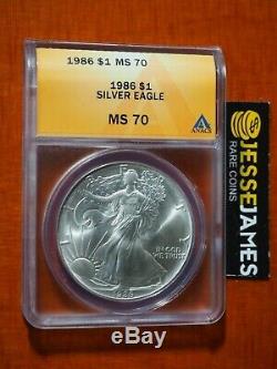 1986 $1 American Silver Eagle Anacs Ms70 Better Date Gold Label