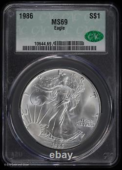 1986 $1 American Silver Eagle Dollar CACG MS 69 Uncirculated UNC