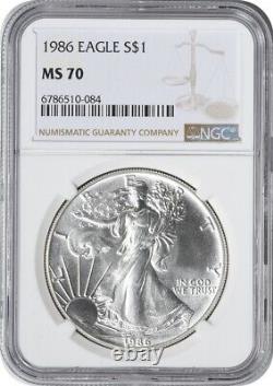 1986 $1 American Silver Eagle MS70 NGC