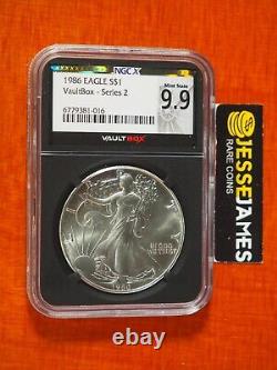 1986 $1 American Silver Eagle Ngc Ngcx Mint State 9.9 Ms9.9 Vaultbox Series 2