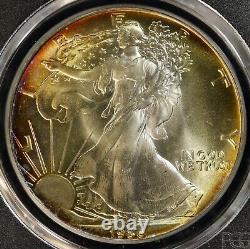 1986 $1 American Silver Eagle PCGS MS 66 Toned Uncirculated UNC BU ASE Colorful