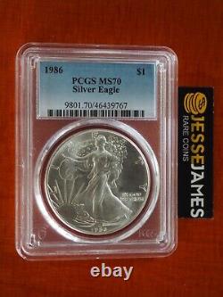 1986 $1 American Silver Eagle Pcgs Ms70 Classic Blue Label Better Date