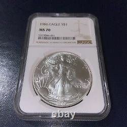 1986 1$ T-1 American Silver Eagle NGC ms70.999