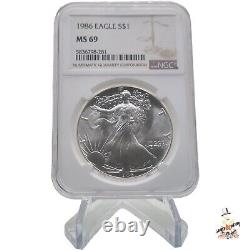 1986 1 oz Silver American Eagle $1 NGC MS 69 First Year American Eagle