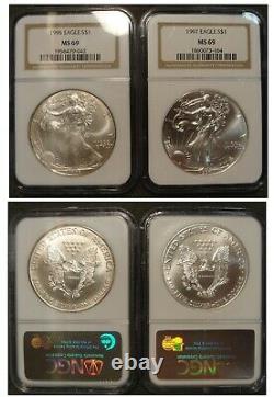 1986-2005 $1 American Silver Eagle NGC MS69 Set 20 Coins in Case Incl. KEY 1996