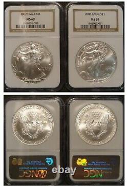 1986-2005 $1 American Silver Eagle NGC MS69 Set 20 Coins in Case Incl. KEY 1996