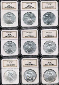 1986-2005 $1 American Silver Eagle Set NGC MS69 20 Coin Set