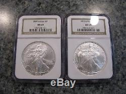 1986-2005 1oz AMERICAN SILVER EAGLE COIN NGC GRADED MS69 20 COIN FULL SET BOX