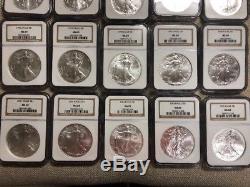 1986-2005 20-Coin Silver American Eagle Set MS-69 NGC