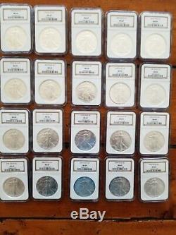 1986-2005 20 Coins $1 Silver American Eagle Set. All NGC MS 69 WithBox