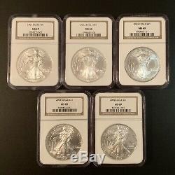1986-2005 American Silver Eagle 20 Coin Set NGC Graded MS-69 Includes RARE 1996