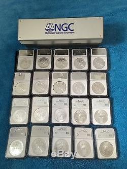 1986-2005 American Silver Eagle Box Set Of 20-MS 69