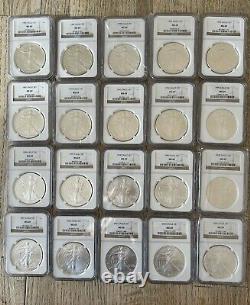 1986 2005 American Silver Eagle NGC MS69 20 Coin Complete Set