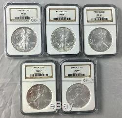 1986-2005 American Silver Eagle Set 20 Coins in NGC Box All NGC MS69