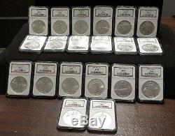 1986-2005 American Silver Eagle Set Brown Label- All NGC MS69 20 Coins