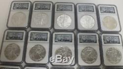1986-2005 American Silver Eagles $1 Set of 20 20t Anniv. NGC MS69 with Wood Box