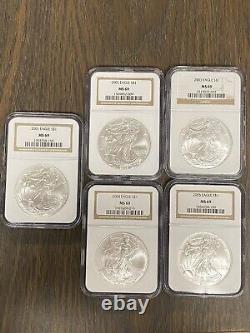 1986 2005 Complete 20 Coin American Silver Eagle Set Ngc Ms 69