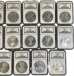 1986 2005 Ngc Ms 69 American Silver Eagles 20 Coin Set