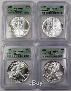 1986-2005 with 1996 ICG MS 69 Complete Set Silver American Eagle Dollar SAE #15365