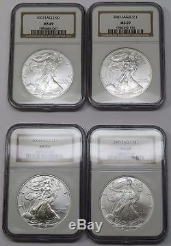 1986-2005 with 1996 NGC MS 69 Complete Set Silver American Eagle Dollar SAE #14023