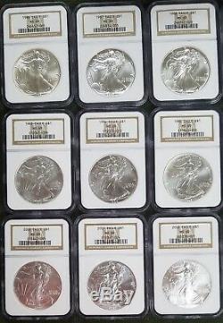 1986 2007 $1 NGC MS 69 American Silver Eagles 1 ozt Lot of (22) Graded Coins