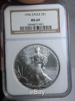 1986 2007 1 Oz American Silver Eagle 22 Coin Set Ngc Ms 69