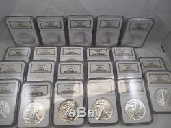 1986-2007 Set American Silver Eagles, NGC Certified MS69, 1996, QG13