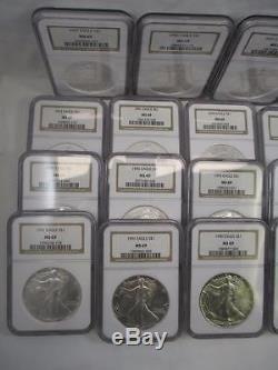 1986-2007 Set American Silver Eagles, NGC Certified MS69, 1996, QG13