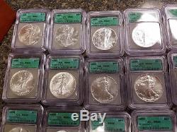 1986-2007 Silver American Eagle Set MS69 ICG $1 US Mint 22 Coins in Wood Box