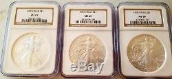 1986-2008 $1 American Silver Eagle Set NGC MS69 23 Coin Set #4