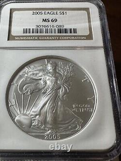1986-2010 American Silver Eagle NGC MS69 28 Coins Including 2006, 2007, 2008w