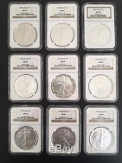 1986 2014 Complete 29 Coin American Silver Eagle Set Ngc Ms 69