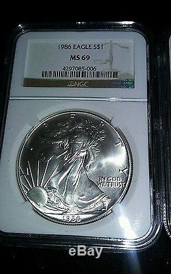 1986 2015 Complete 30 Coin American Silver Eagle Set Ngc Ms 69