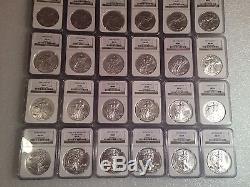 1986 2015 Complete 30 Coin American Silver Eagle Set Ngc Ms69 Brown/gold Label