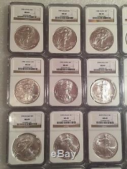 1986 2015 Complete 30 Coin American Silver Eagle Set Ngc Ms69 Brown/gold Label