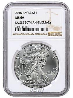 1986 2016 1 Oz American Silver Eagle Set (31 Coins) NGC MS69 SKU42244