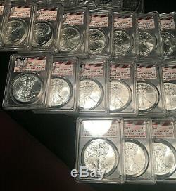 1986-2016 AMERICAN SILVER EAGLE COLLECTION PCGS MS69 FLAG LABEL 1 OF 250 WithBOXES