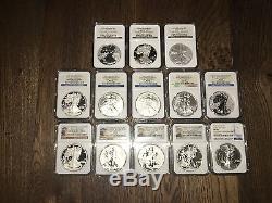 1986-2016 American Silver Eagle Col. 41 coins NGC Cert. PF/MS 69+Annv Sets RARE
