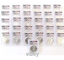 1986-2016 Silver American Eagle Set PCGS MS69 31 Coins