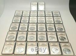1986-2017 32 Coins Year Set 1 oz Silver American Eagle. 999 US Coins MS69 NGC G5
