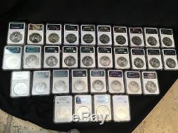 1986-2017 American Silver Eagle Set Complete 32 Coin Collection NGC MS69 2 Boxes