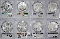 1986-2017 American Silver Eagles Complete 32-Coin Set Each Graded PCGS MS69
