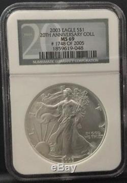 1986-2017 American Silver Eagles NGC MS69 Includes 20th. Anniversary Collection