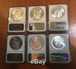 1986 2017 Complete 32 Coin American Silver Eagle Set Ngc Ms 69