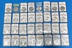 1986-2017 Consecutive Silver Eagle Lot of 32 Coins American NGC MS69 Certified