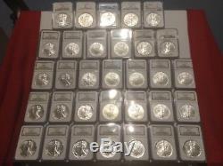 1986-2017 Silver American Eagle Set MS 69 NGC Complete Set of 32